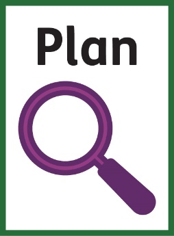 A document called 'Plan' with a magnifying glass on it.