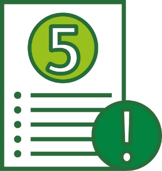 A document with the number '5' and an importance icon on it.