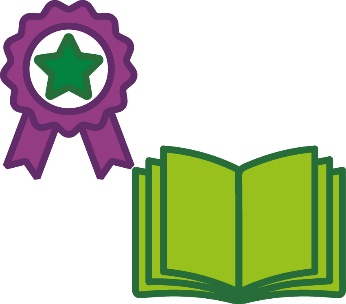 A badge with a star on it and a book.