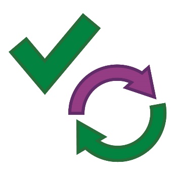 A tick and change icon.