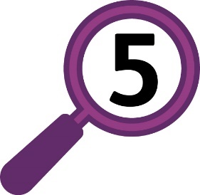 A magnifying glass focusing on a number "5".