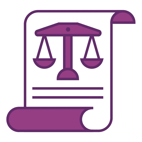 A law document with a balanced scale on it.