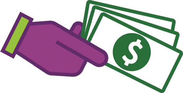 A hand holding money.
