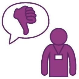An NDIS provider next to a thumbs down inside a speech bubble.