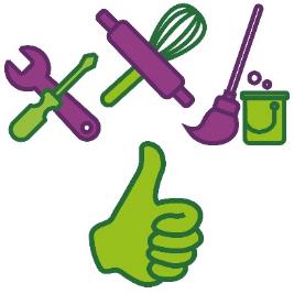 A thumbs up next to different supports and services.