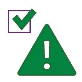 A ticked checkbox next to a problem icon.