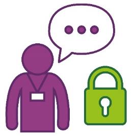 An NDIS provider and a speech bubble next to a locked padlock.