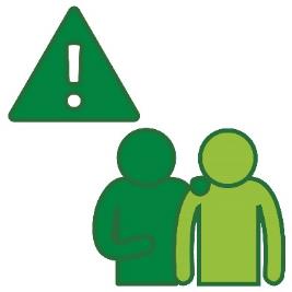 A problem icon next to a guardian supporting someone.