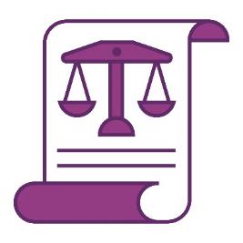 A justice scales icon on a document.