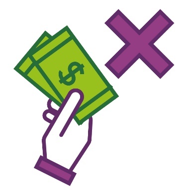 A hand holding money and a cross.