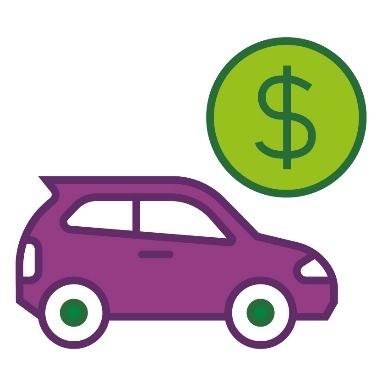 A car under a dollar sign.