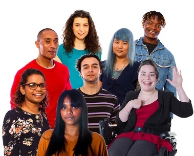 A large group of people from different cultural backgrounds. 