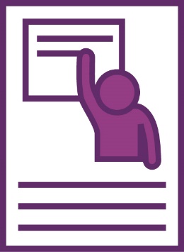 A document that shows a person raising their hand in front of a whiteboard.