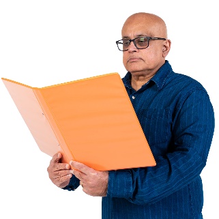 A person reading a document.