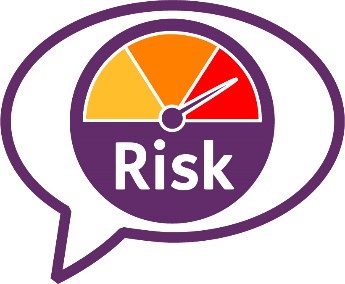 A high risk icon inside of a speech bubble.