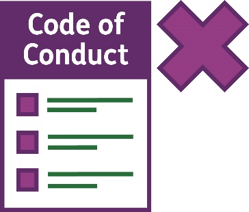 A Code of Conduct icon. There is a cross next to it.